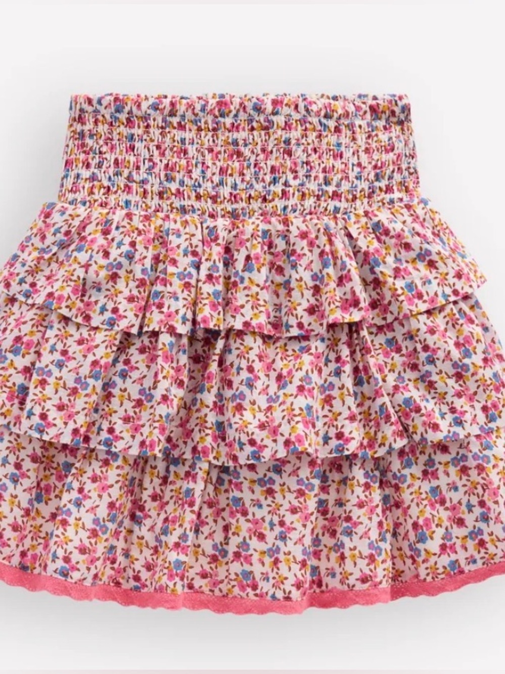Mini Boden Pink Floral Tiered Skirt